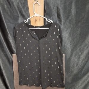 Elegant Black Blouse with Gold Accents